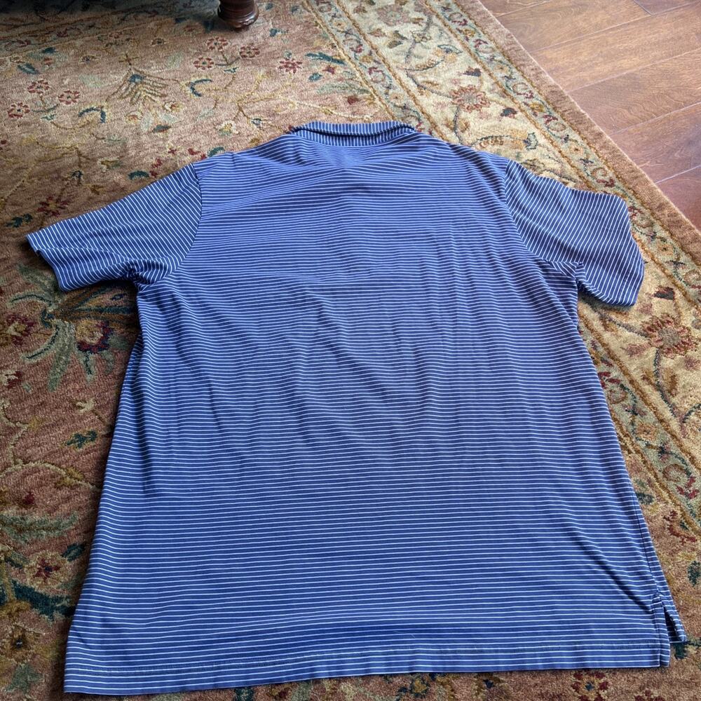 Peter Millar Crown Sport Navy/Lt Blue Stripe Performance Polo Preppy Golfcore XL - Picture 10 of 10